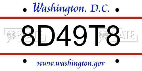 8D49T8 District Of Columbia License Plate