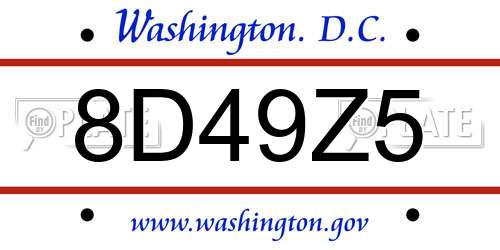 8D49Z5 District Of Columbia License Plate