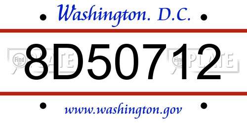 8D50712 District Of Columbia License Plate
