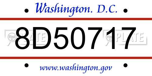 8D50717 District Of Columbia License Plate