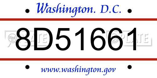 8D51661 District Of Columbia License Plate