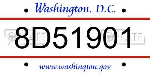 8D51901 District Of Columbia License Plate