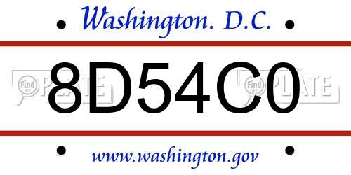 8D54C0 District Of Columbia License Plate