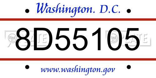 8D55105 District Of Columbia License Plate
