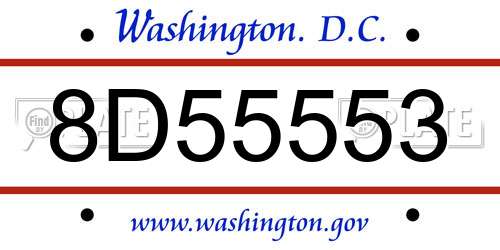 8D55553 District Of Columbia License Plate
