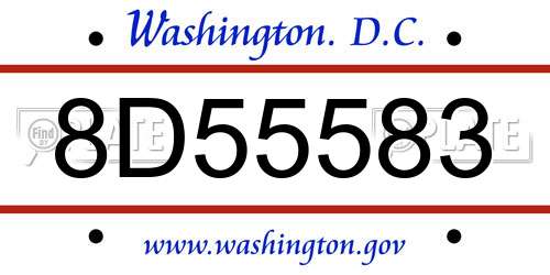8D55583 District Of Columbia License Plate