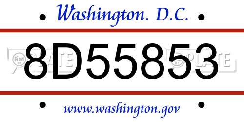 8D55853 District Of Columbia License Plate