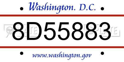 8D55883 District Of Columbia License Plate