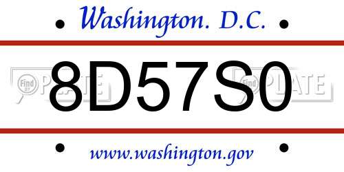 8D57S0 District Of Columbia License Plate