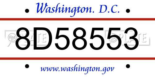 8D58553 District Of Columbia License Plate