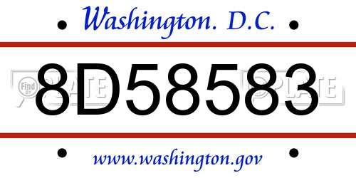 8D58583 District Of Columbia License Plate