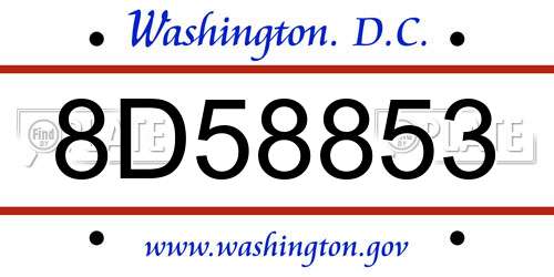 8D58853 District Of Columbia License Plate