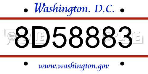 8D58883 District Of Columbia License Plate