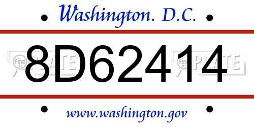 8D62414 District Of Columbia License Plate