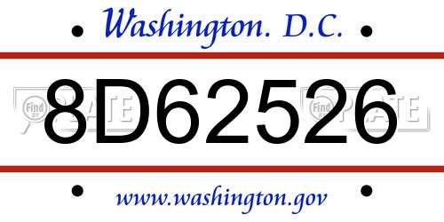 8D62526 District Of Columbia License Plate