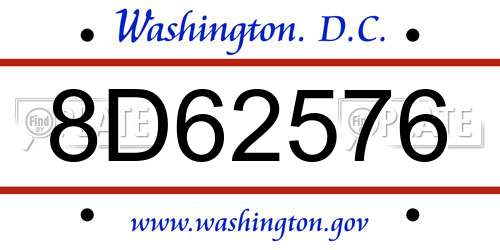 8D62576 District Of Columbia License Plate