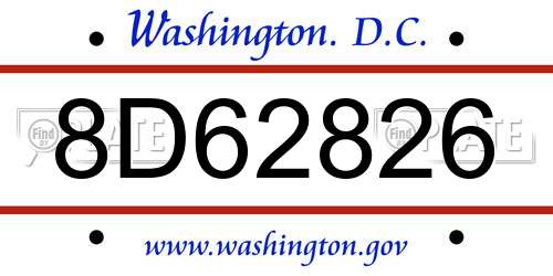 8D62826 District Of Columbia License Plate