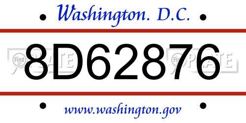 8D62876 District Of Columbia License Plate