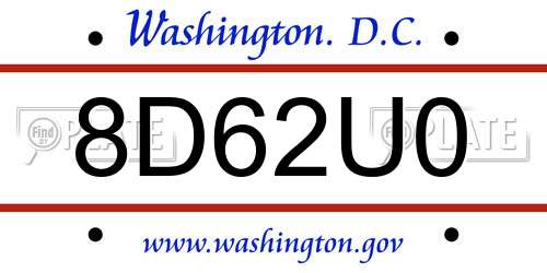 8D62U0 District Of Columbia License Plate