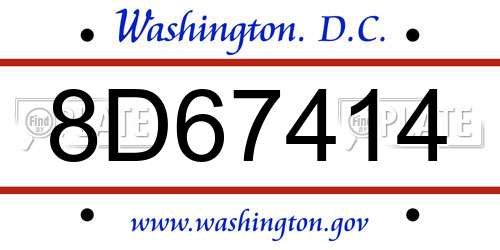 8D67414 District Of Columbia License Plate