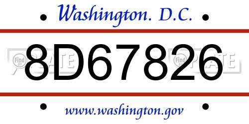 8D67826 District Of Columbia License Plate