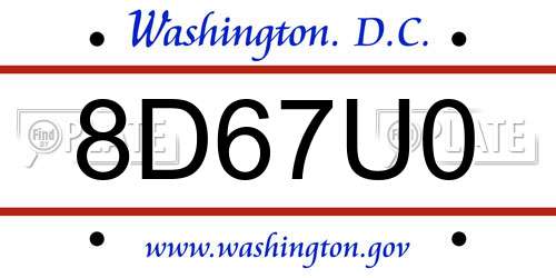 8D67U0 District Of Columbia License Plate