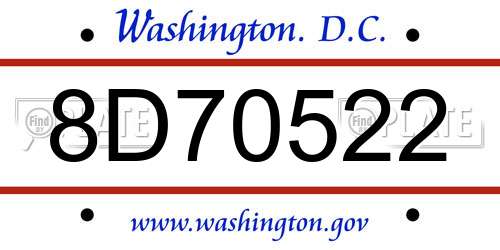 8D70522 District Of Columbia License Plate