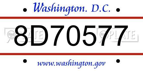 8D70577 District Of Columbia License Plate