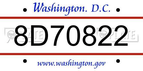 8D70822 District Of Columbia License Plate