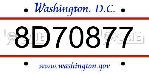 8D70877 District Of Columbia License Plate