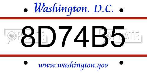 8D74B5 District Of Columbia License Plate