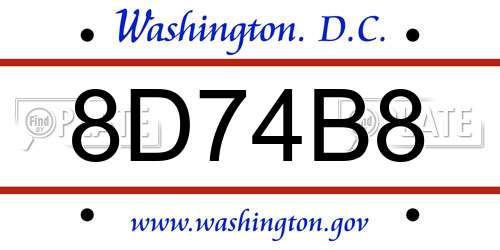 8D74B8 District Of Columbia License Plate