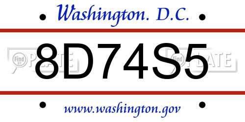 8D74S5 District Of Columbia License Plate