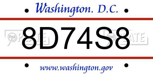 8D74S8 District Of Columbia License Plate
