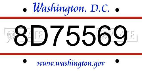 8D75569 District Of Columbia License Plate