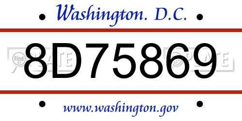 8D75869 District Of Columbia License Plate