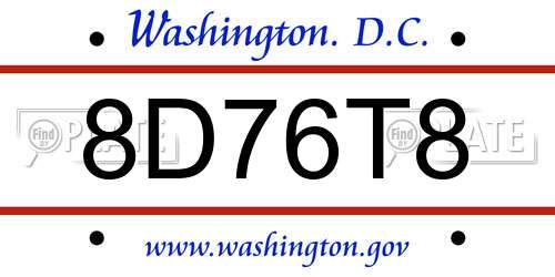 8D76T8 District Of Columbia License Plate
