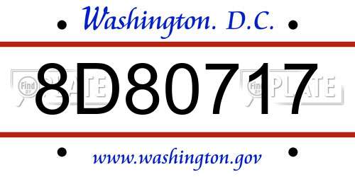 8D80717 District Of Columbia License Plate