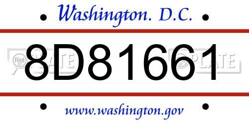 8D81661 District Of Columbia License Plate