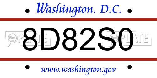 8D82S0 District Of Columbia License Plate