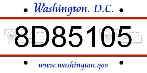 8D85105 District Of Columbia License Plate