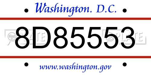 8D85553 District Of Columbia License Plate