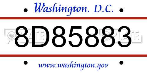 8D85883 District Of Columbia License Plate