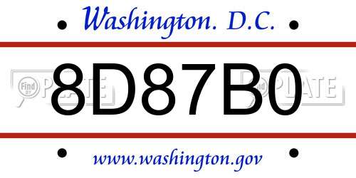 8D87B0 District Of Columbia License Plate