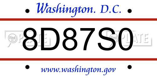 8D87S0 District Of Columbia License Plate