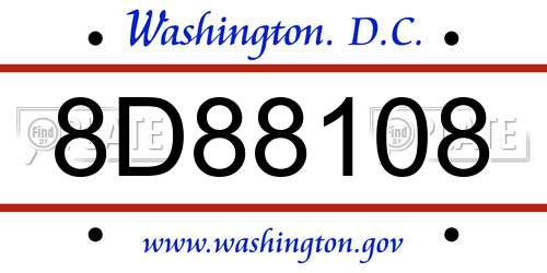 8D88108 District Of Columbia License Plate