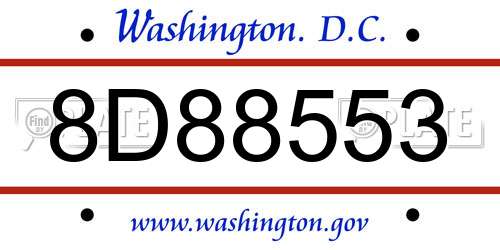 8D88553 District Of Columbia License Plate