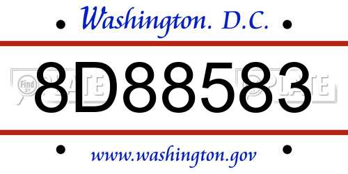 8D88583 District Of Columbia License Plate