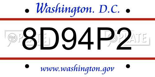 8D94P2 District Of Columbia License Plate
