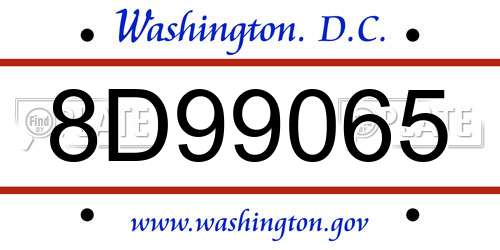 8D99065 District Of Columbia License Plate